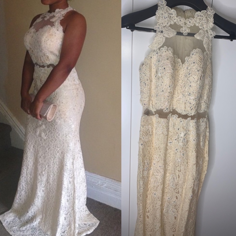 Ivory formal dress with gems sz M